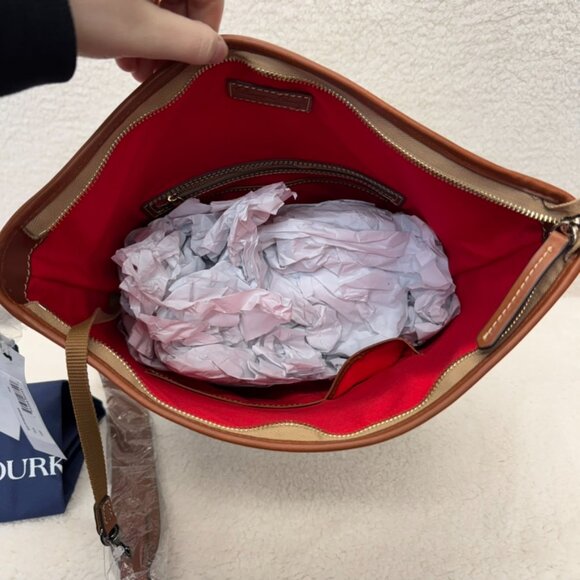 DOONEY & BOURKE Hobo Handbag in Bone Italian Leather Ostrich NEW - Picture 7 of 12